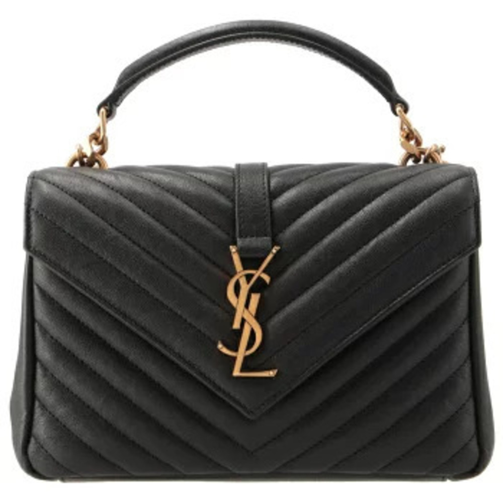 Saint Laurent Paris College Chevron Quilted Shoulder Bag Handbag Chain Strap - Picture 2 of 8